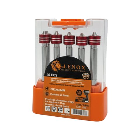 LENOX Çelik Darbeye Dayanıklı Bits Uç PH2x65 10 Parça